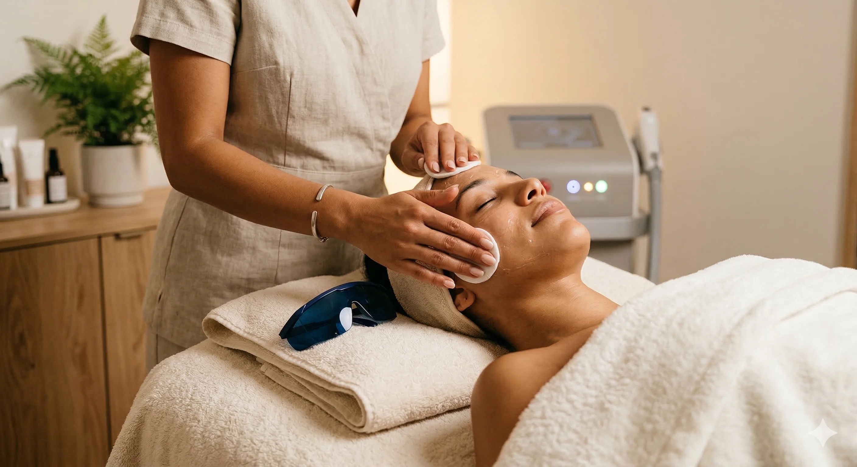 Patient receiving laser treatment at Skin Laser MedSpa Chicago