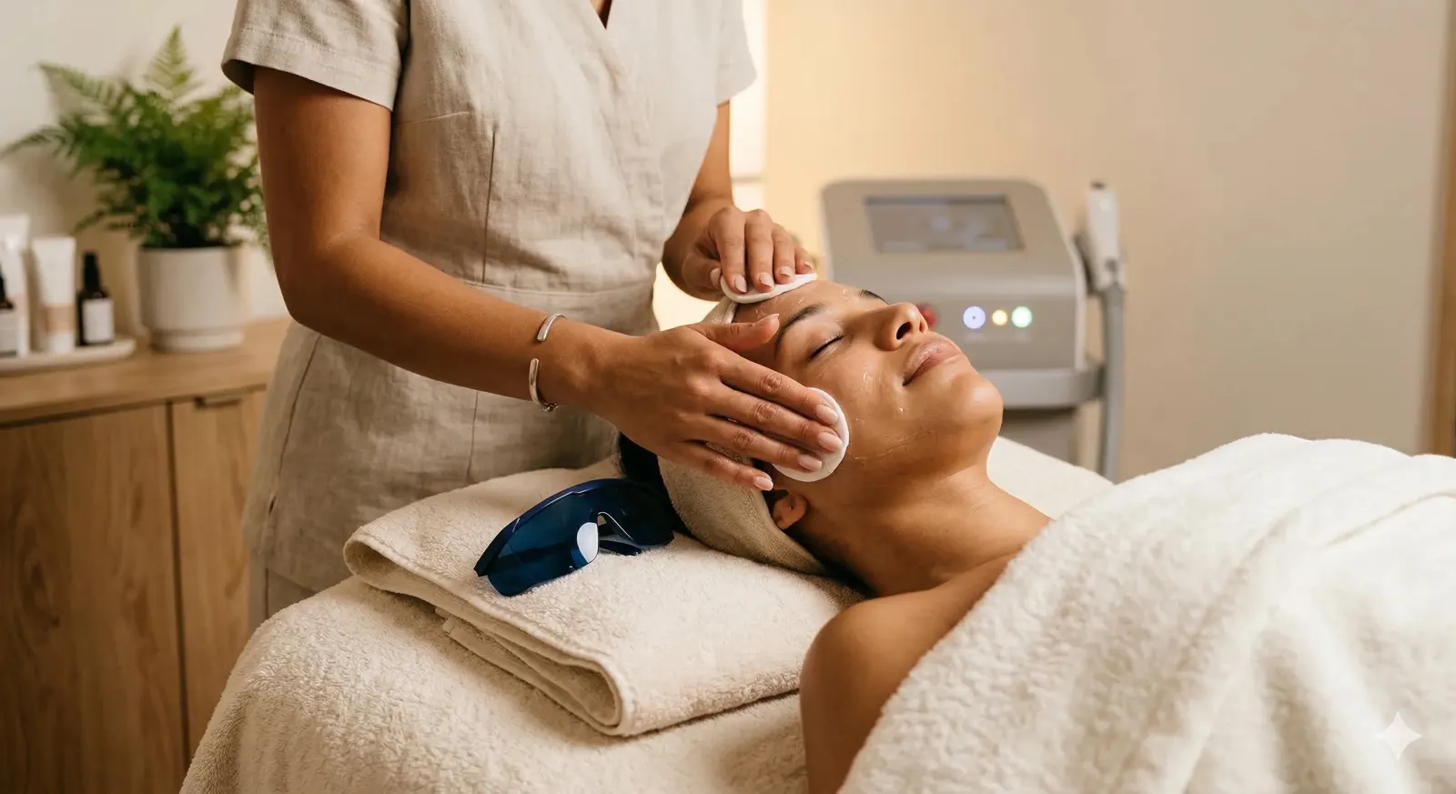 Patient receiving laser treatment at Skin Laser MedSpa Chicago